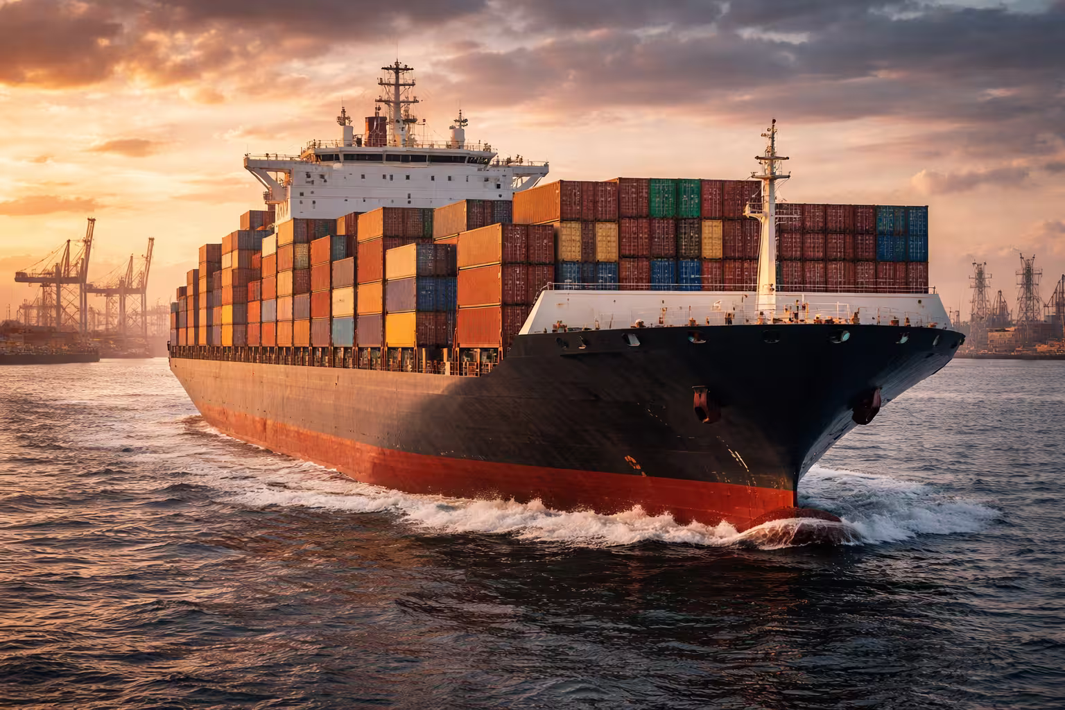 Container ship at port symbolizing transportation and logistics risk management services
